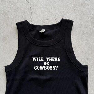 Will there be cowboys tank top embroidered Black